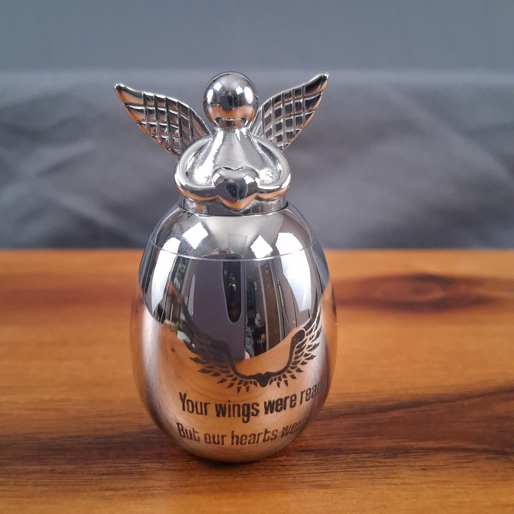 Angel Urn Keepsake Cremation Memorial Small Pot With Spoon And Pouch Cat Dog NEW - Picture 2 of 10